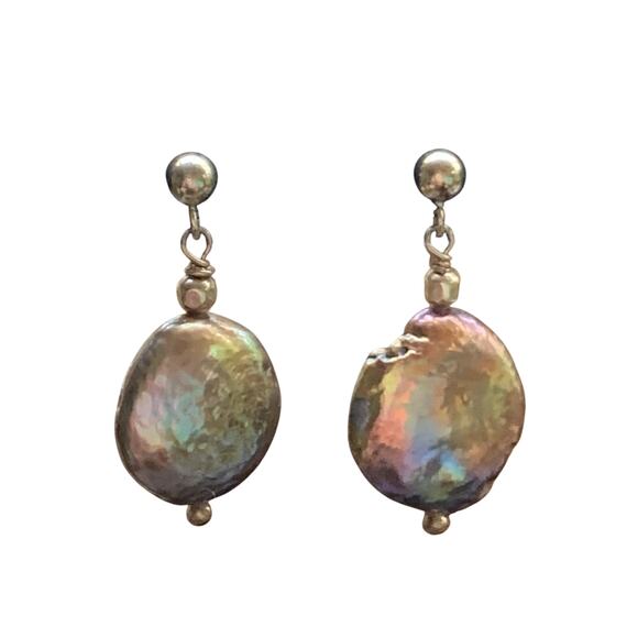 Gold Filled Peacock Coin Pearls Necklace and Earring Statement Set - Picture 4 of 10